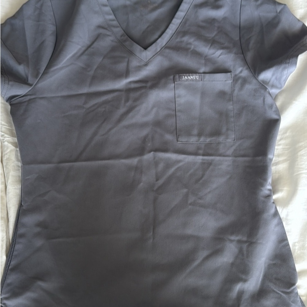 Jaanuu Gray V-Neck Scrub Top and Jogger bottom